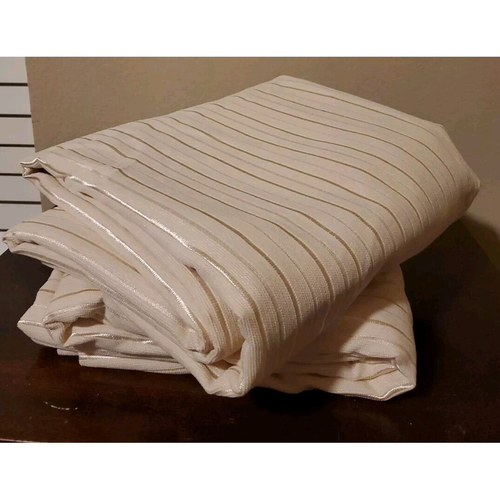 Croscill Home Curtain X 2 Panels Ivory Champaign Classic Stripe 44x85 Rod Pocket